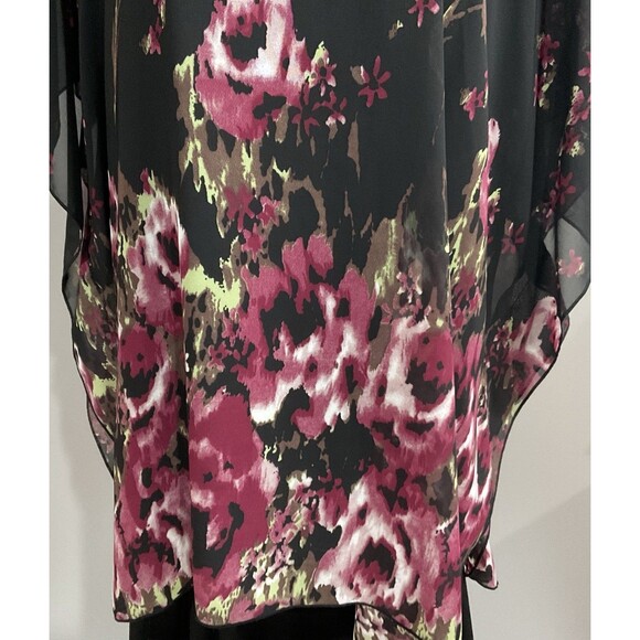 Lotussmile Women Black With Sheer Floral Tunic XXXL - Picture 2 of 11